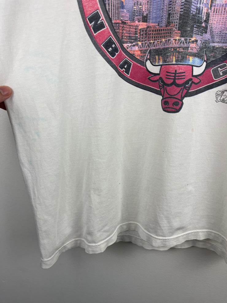 Vintage 90s NBA Starter Chicago Bulls Repeat 3 Peat White Tee