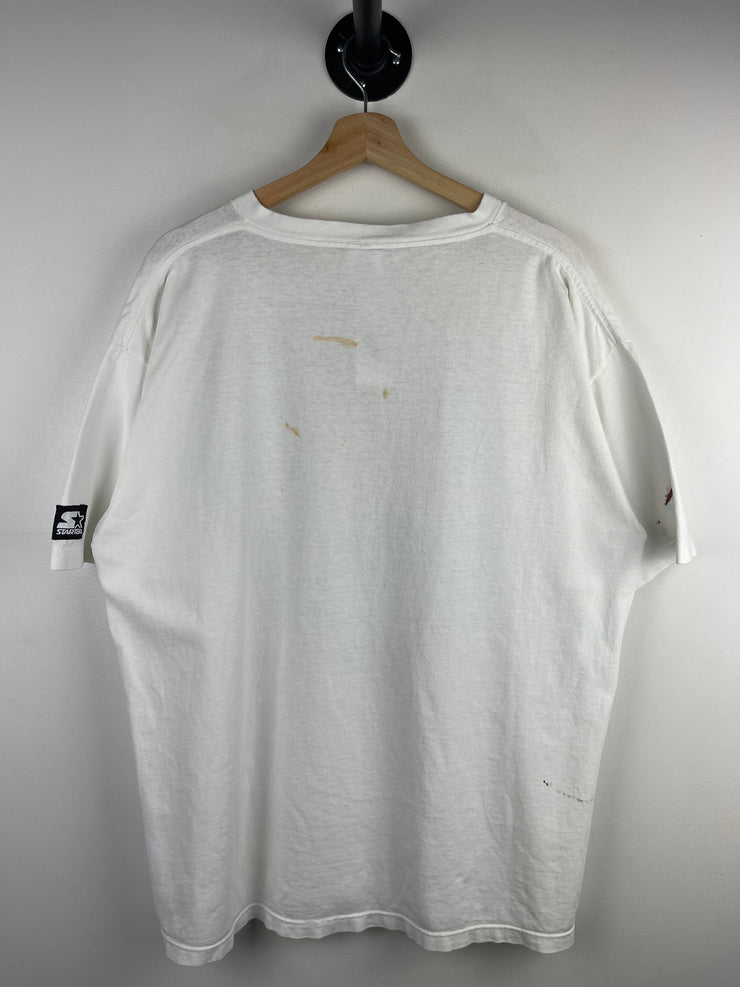 Vintage 90s NBA Starter Chicago Bulls Repeat 3 Peat White Tee