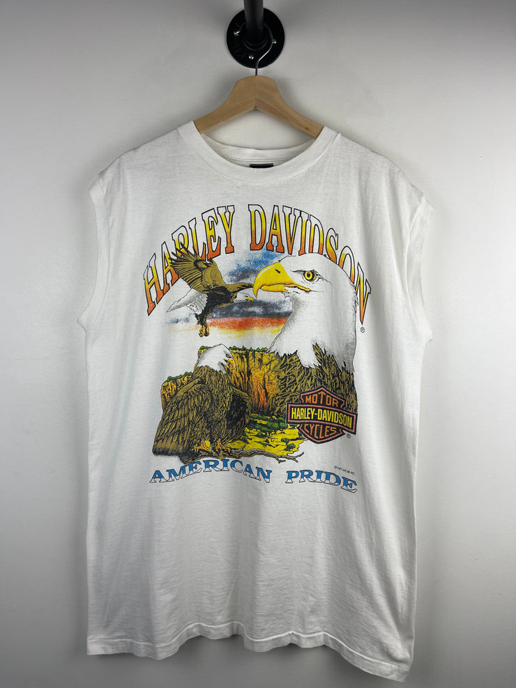 Vintage 90s Harley Davidson Fun Wear Eagle White Tank Top