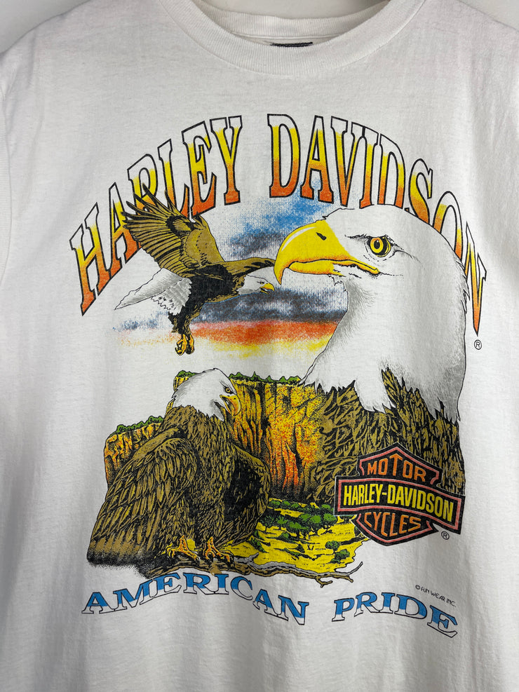 Vintage 90s Harley Davidson Fun Wear Eagle White Tank Top