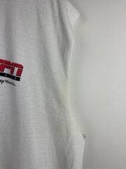 Vintage 90s ESPN Disney World Football Referee White Cut Off Tank Top