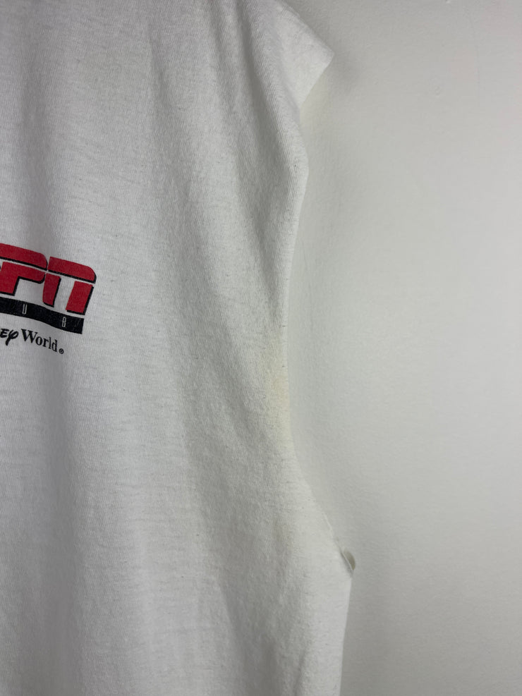 Vintage 90s ESPN Disney World Football Referee White Cut Off Tank Top