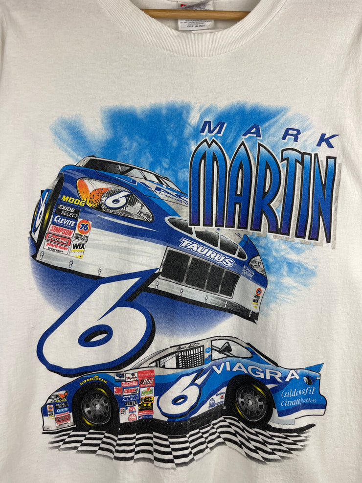 Vintage 90s Nascar Mark Martin Viagra White Tee