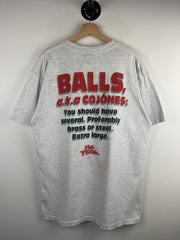 Vintage 90s No Fear Balls Grey Tee
