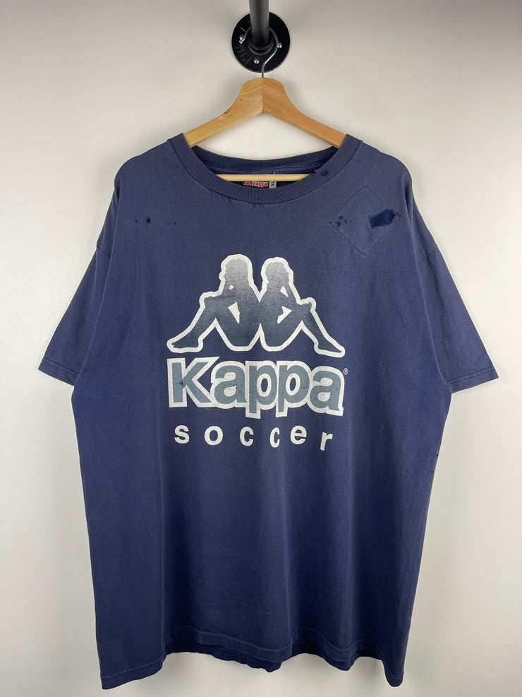 Vintage 90s Kappa Soccer Faded Navy Tee