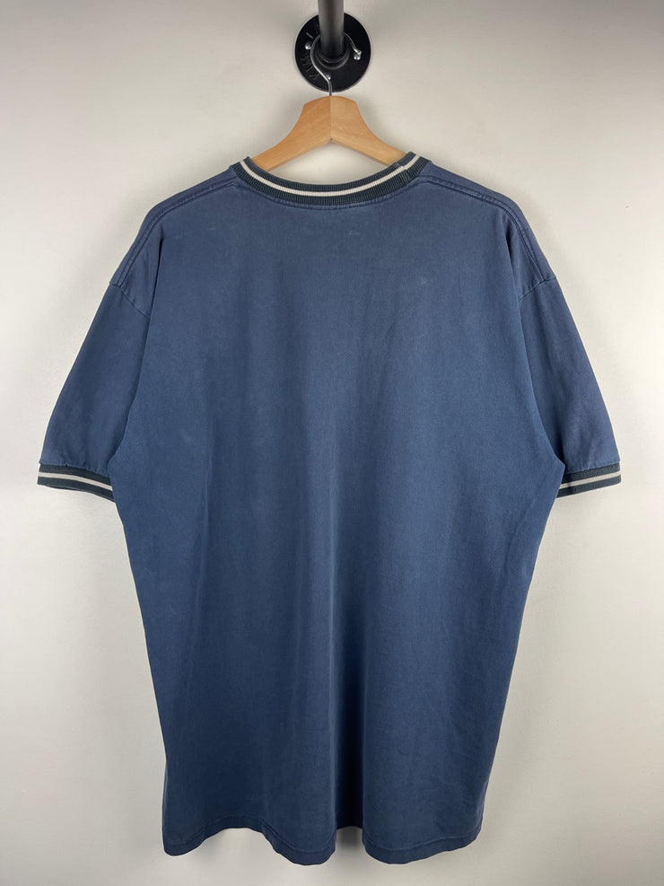 Vintage 90s Nike Neck Swoosh Navy Tee