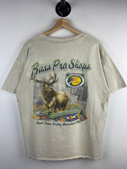 Vintage Bass Pro Shop Colorado Paint Splattered Beige Tee