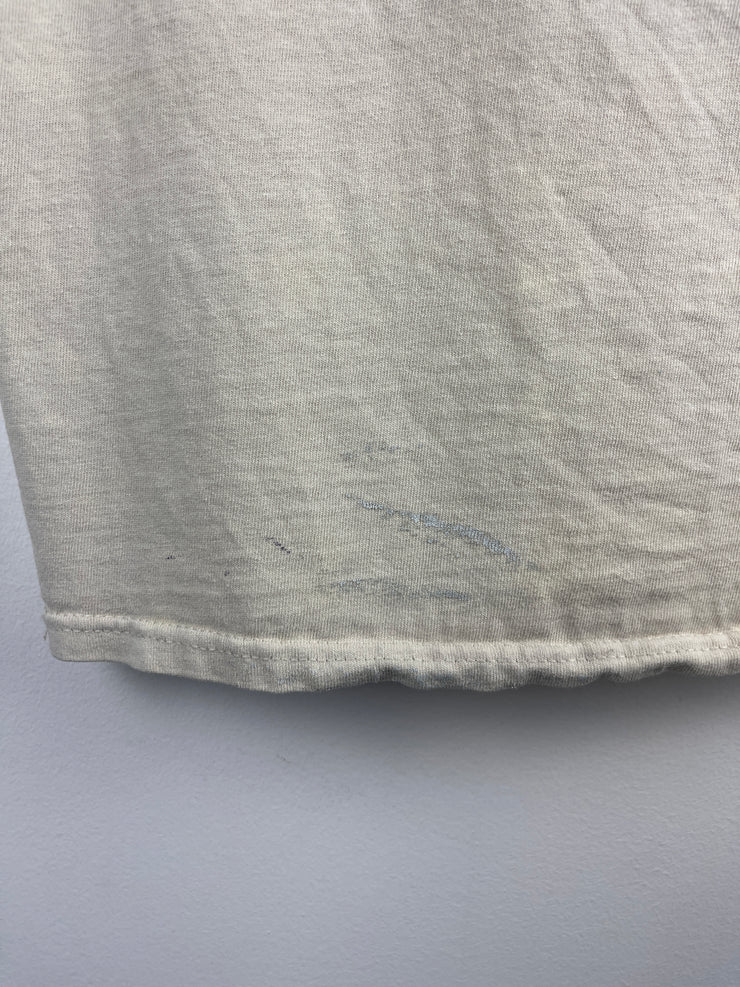 Vintage Bass Pro Shop Colorado Paint Splattered Beige Tee