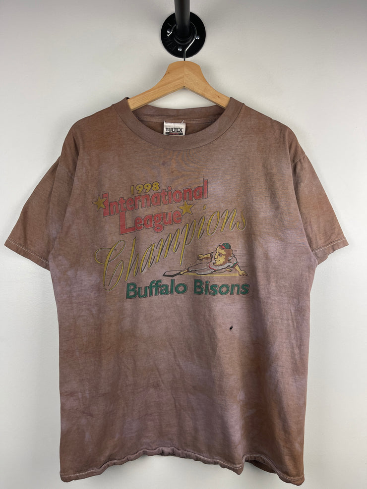Vintage 90s Buffalo Bisons Champions Brown Dyed Tee