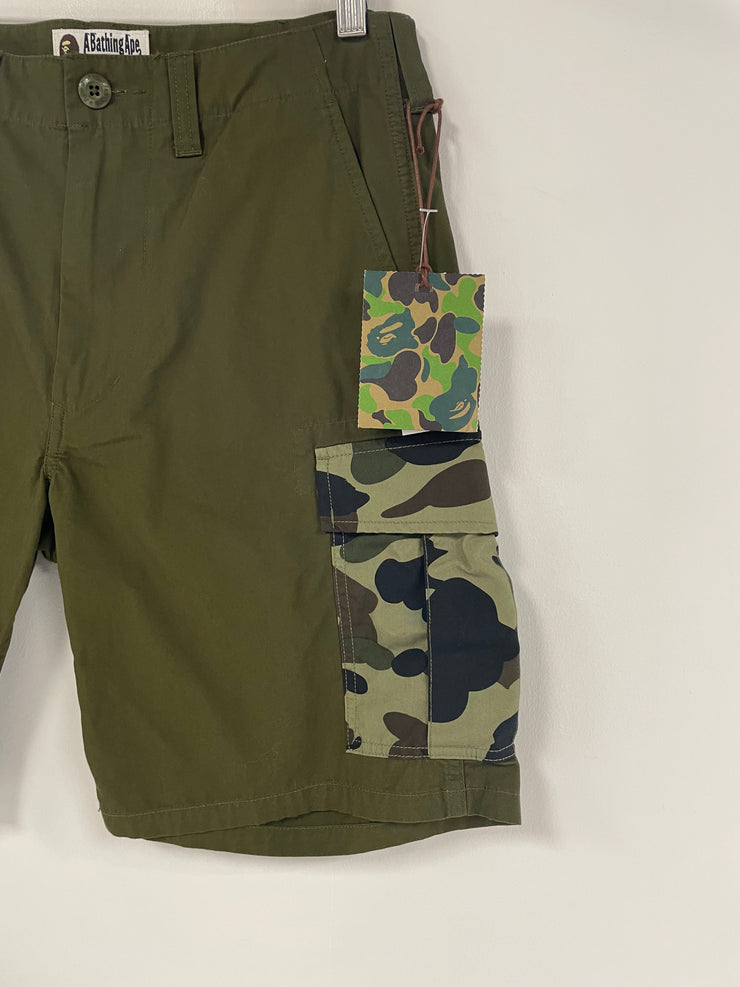 Bape Olive Cargo Shorts