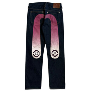 Evisu Sakura Kamon Flowers Gradient Purple Daicock Selvedge Blue Denim Jeans
