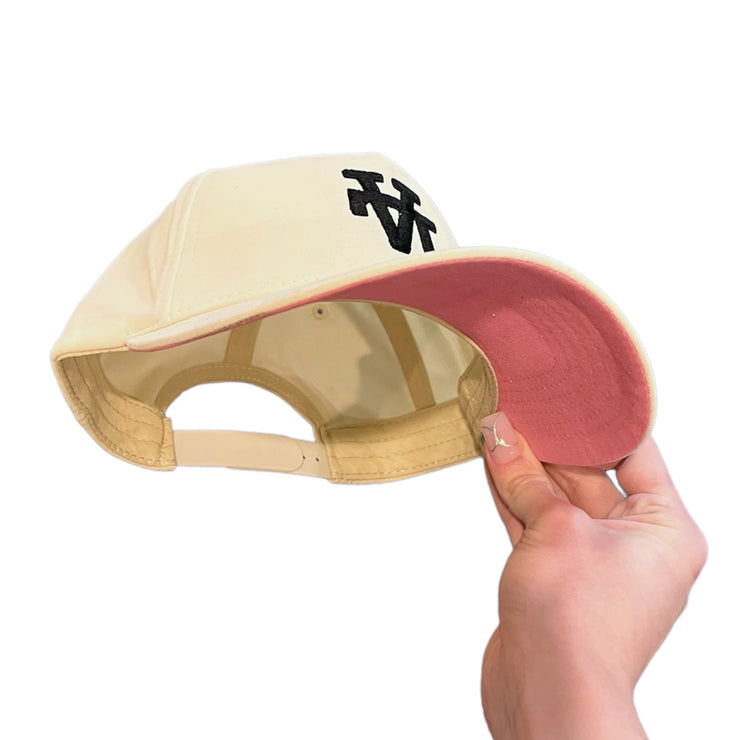 Studio 1999 LA Cream & Pink Suede Snapback Hat